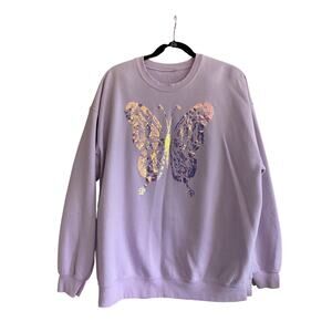 Skullhouse Designs Holographic Butterfly Crewneck Size M/L